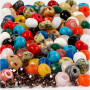 Faceted Beads, assorted colours, size 4x6 + 8x14 mm, hole size 1-4 mm, Content may vary , 1 set