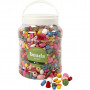 Wooden Beads, assorted colours, 850 g, size 5-28 mm, hole size 2,5-3 mm, 2 L/ 1 bucket