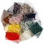 Plastic Beads, assorted colours, dia. 6 mm, hole size 1,5 mm, Content may vary , 40 g/ 8 pack