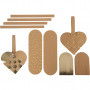 Faux leather paper hearts, size 14x12.5 cm, thickness 0.55 mm, 1 set, natural, gold