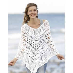Light's Embrace by DROPS Design - Crochet Poncho with Lace Pattern Size S/M - XXXL