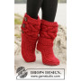 Little Red Riding Slippers by DROPS Design - Knitted Slippers with Cables Pattern Size 35 - 42