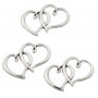 Jewelry Pendant Heart Metal Silver 31x22mm - 10 pcs