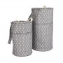 Infinity Hearts Yarn Bag/Knitting Bag Set Round Gray/White 27x16/36x20cm - 2 pcs