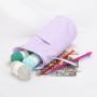 Infinity Hearts Yarn Bag/Knitting Bag Set Round Purple/White 27x16/36x20cm - 2 pcs