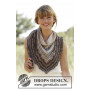 Cafe by DROPS Design - Knitted Shawl with Stripes and Wave Pattern 150x50 cm