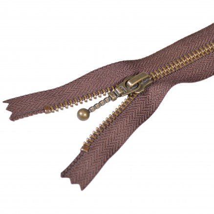 Zipper: 6mm, 35cm Antique Brass