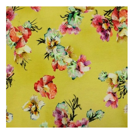 Cotton Jersey Print Fabric 150cm 006 Flowers - 50cm - Ritohobby.co.uk