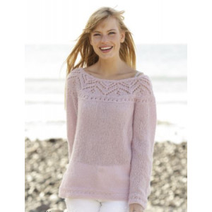 Pink Connection by DROPS Design - Knitted Jumper with Lace Pattern Size S - XXXL
