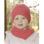 Papaya Punch by DROPS Design - Knitted Hat and Neck Warmer with Moss Stitch Pattern size 12 months - 10 years