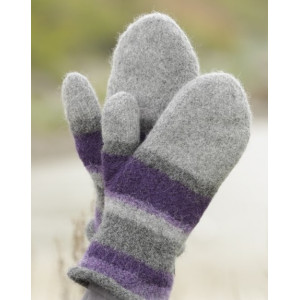 Polar Stripes by DROPS Design - Felted Mittens with Stripes Pattern size S - XL
