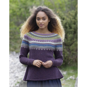 Blueberry Fizz by DROPS Design - Knitted Jumper and Hat in multi-coloured Norwegian Pattern size S - XXXL