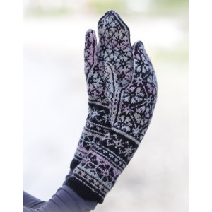 Moonflower Mittens by DROPS Design - Knitted Mittens with Nordic Pattern size One size