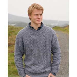 Sir Lancelot by DROPS Design - Knitted Jumper with V-neck and Textured Pattern size S - XXXL