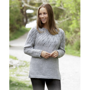 Winter Sea by DROPS Design - Knitted Jumper with round yoke and lace Pattern size S - XXXL