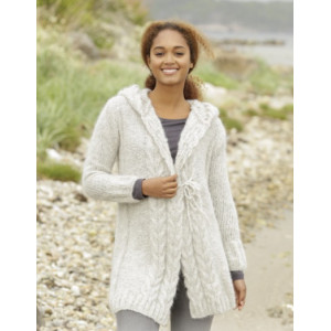 Melody of Snow by DROPS Design - Knitted Jacket with Cables Pattern size XS - XXXL