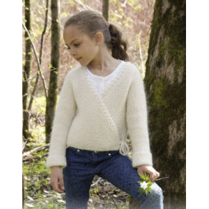 Titania by DROPS Design - Knitted Wrap Around Jacket in Garter Stitch Pattern size 3 - 12 years