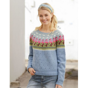 Flamingo Parade by DROPS Design - Knitted Jumper Pattern Sizes S - XXXL