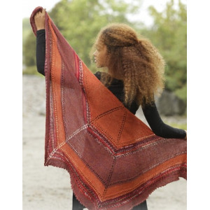 Dragon Fire by DROPS Design - Knitted Shawl with Lace Pattern 168x62 cm