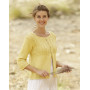Golden Blossom by DROPS Design - Knitted Lace Edge Cardigan Pattern size S - XXXL