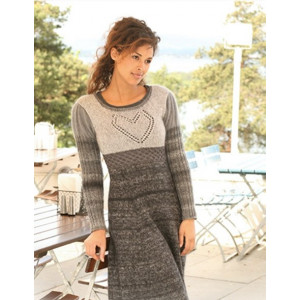 I Love Lucy by DROPS Design - Knitted Dress with Heart on yoke Pattern size XS - XXXL
