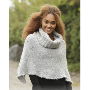 Echoes by DROPS Design - Knitted Poncho with Turtle Neck Pattern size S - XXXL