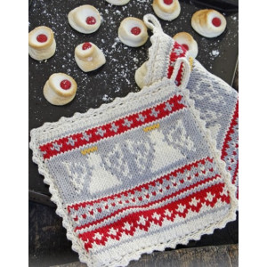 Holy Cookie! by DROPS Design - Knitted Christmas Pot Holder Pattern 20x20 cm - 2 pcs
