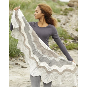 Blizzard by DROPS Design - Knitted Shawl with Wave Pattern 138x60 cm