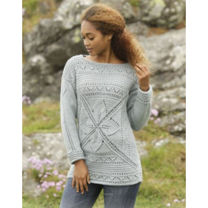 Lucky Charm by DROPS Design - Knitted Jumper with Leaf Pattern size S - XXXL