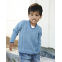Julien by DROPS Design - Knitted Jumper with V-neck and Cables Pattern size 3 - 12 years