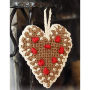 Gingerbread Heart by DROPS Design - Crochet Christmas Heart Pattern 13x11 cm - 2 pcs