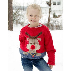 Red Nose Jumper Kids by DROPS Design - Knitted Jumper Pattern Sizes 2 - 12 years