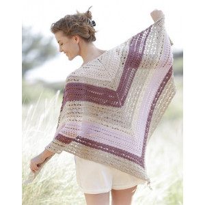 Addiena by DROPS Design - Crochet Shawl with fan and lace Pattern 176x88 cm