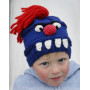 Tooth Monster by DROPS Design - Knitted Monster Hat with Teeth, nose eyes and hair Pattern size 3 - 12 years