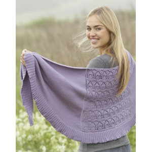 Lavender Leaves by DROPS Design - Knitted Shawl Lace Pattern 175x45 cm