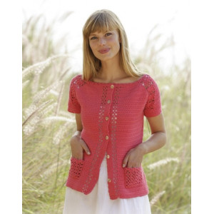 Warm Apricot Cardigan by DROPS Design - Crochet Jacket with Lace Pattern size S - XXXL