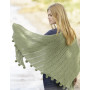 Valley Girl by DROPS Design - Knitted Shawl with pom poms Pattern