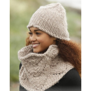 Cinnamon by DROPS Design - Knitted Hat and Neck Warmer pattern size S - XL