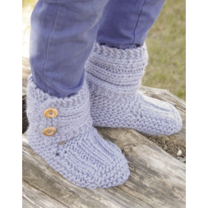 Blueberry Rolls by DROPS Design - Knitted Children Slippers in Garter Stitch Pattern size 20 - 37