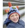 Crazy Eyes by DROPS Design - Crochet Monster Hat with Horns, eyes and Mouth Pattern size 3 - 12 years