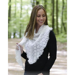 Chill and Frills by DROPS Design - Knitted Shawl with Lace, garter stitch and Flounce Pattern 188x56 cm