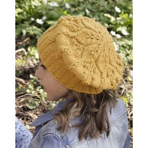 Little Sunshine by DROPS Design - Knitted Children Beret with Leaf Pattern size 2 - 6 years