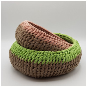 Bread basket with twists 2 colours by Rito Krea - bread basket crochet pattern 23/27cm
