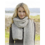 Grey Mist by DROPS Design - Knitted Scarf with English Rib Pattern 175x35 cm