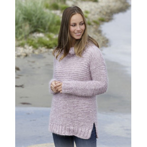 Foggy Morning by DROPS Design - Knitted Jumper in Garter Stitch and Rib Pattern size S - XXXL