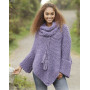 Lavender Grove by DROPS Design - Knitted Poncho in Moss Stitch Pattern Size S - XXXL