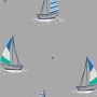 Bomuldsjersey Print Fabric 150cm 010 Sailboats - 50cm