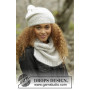 Cream Puff by DROPS Design - Knitted Hat and Neck Warmer Pattern size S - L
