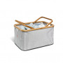 Prym Folding Basket Canvas/Bamboo Grey/White Striped 45x30x22cm