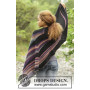 Colours in the Dark by DROPS Design - Knitted Shawl with Stripes Pattern 180x47 cm